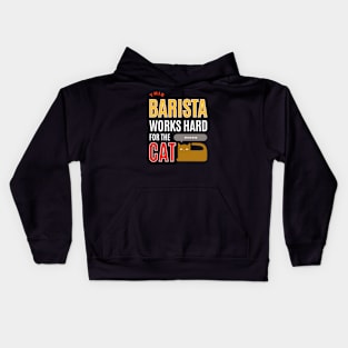 This Barista Works Hard for the Cat - Cat Lover Kids Hoodie